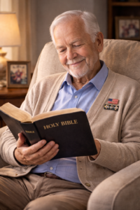 men reading a bible with confidence